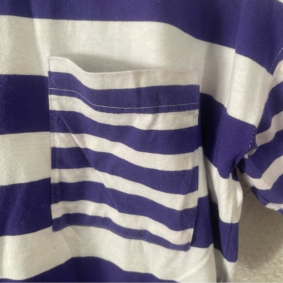 Vintage Nordstrom Point Of View Striped Purple And White T Shirt Size L - Picture 4 of 5